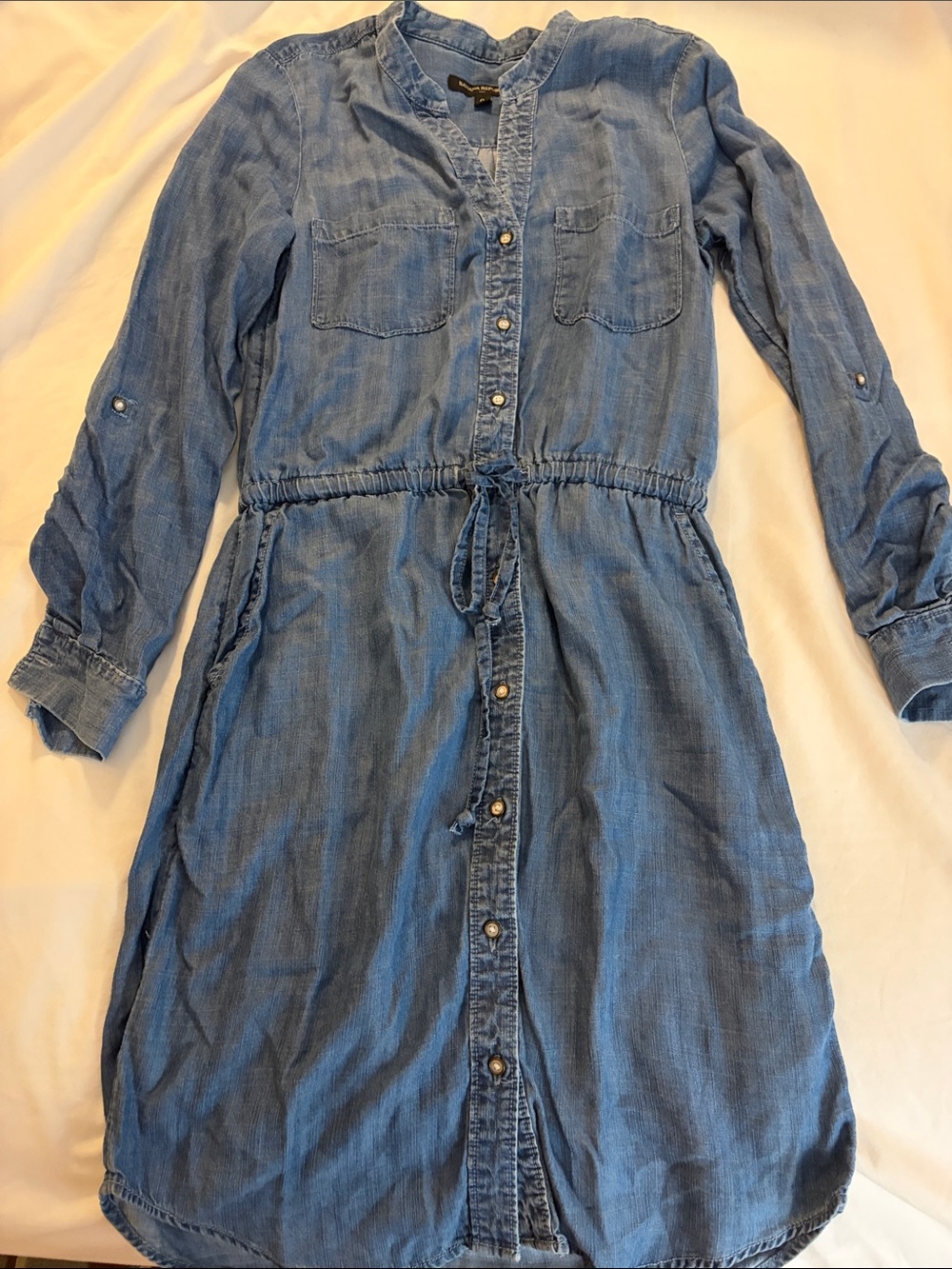 Banana Republic Sky Blue Denim Button-Front Long Sleeve Shirt Dress